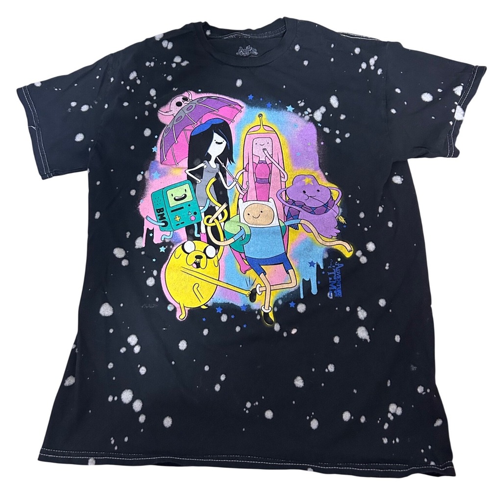 adventure time Cartoon Network grunge acid bleach wash graphic tee‎